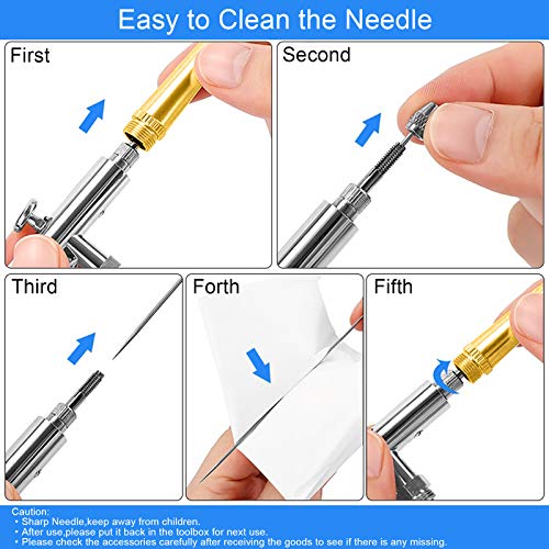 4 Set Airbrush Cleaning Pot Kit with 5 Nozzle Cleaning Needle