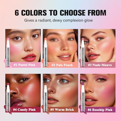 Liquid Blush for cheeks, High Pigment Buildable Long Lasting Blush Cream for radiant flushed cheeks, Natural Dewy Finish (#5 Warm brick, 1 PC) - color: #5 Warm brick
