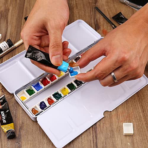 MYARTOOL Empty Watercolor Palette, Colorful Empty Watercolor Tin Palette Paint Case with 24 PCS Empty Half Pans for DIY Travel Watercolor Palette, Acrylic and Oil Painting - color: Colorful, size: 24 PCS Empty Half Pans
