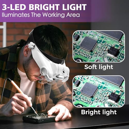 COYLAPY 1X-14X Magnifying Glass with Light & 5 Lenses for Close Work - color: White