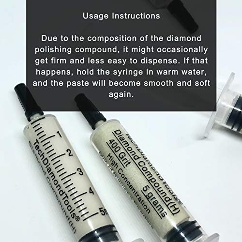 TechDiamondTools Diamond Polishing Paste Kit — 3 Grits (600, 1050, 1500) | USA Made | Oil-Based Syringes | Progressive Polishing Set for Metal, Glass, Gemstone, Knife, Jewelry | 50% Diamond Powder - size: 600 1050 1500 Grit, style: High 50% concentration