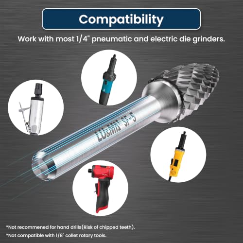 LU&MN SF-5 Tungsten Carbide Burr, 1/2" Head 1/4" Shank, 3 Pcs - style: SF-5,3PCS