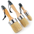 Mister Rui 3-Pack Chalk & Wax Paint Brushes Set, Round, Natural Bristle - size: 1.2"1.9"2.4"