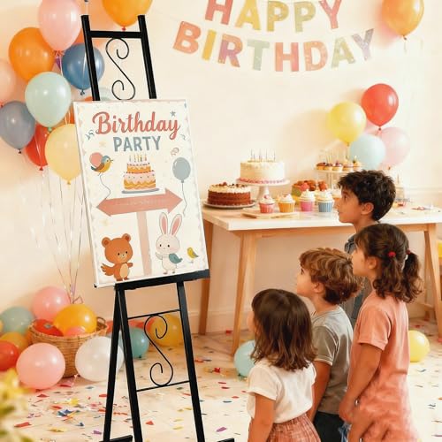 1 Black Easel Stand for Sign, Adjustable Metal Wedding Welcome Sign Stand - style: 1pack-Black