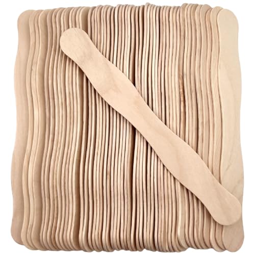 50 Pack 20cm Wavy Craft Sticks, Large Wooden Popsicle Sticks, Fan Handles for DIY Crafts, Wedding Programs and Paint Mixing