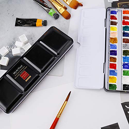 MYARTOOL Empty Watercolor Palette, Metal Empty Watercolor Tin Palette Paint Case with 24 PCS Empty Half Pans for DIY Travel Watercolor Palette, Acrylic and Oil Painting - color: Black, size: 24 PCS Empty Half Pans