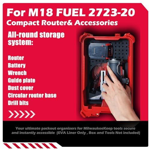 Precision-Cut EVA Foam Insert for Router Storage | Fits Packout Organizer for 48-22-8435 Packout Tool Box | EVA Foam Insert with Accessory Slots | (Tool/Tool Box Not Included) - size: 2723-20