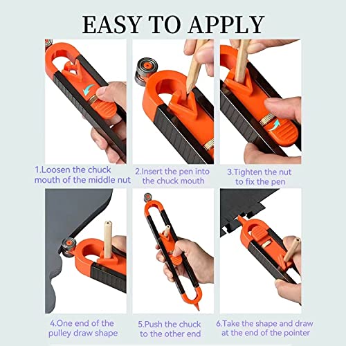 Precise Contour Gauge Scribe-Tool Woodworking - With Lock For Pencil, Profile Scribing Ruler,Upgrade Measuring Scriber Tools, Ultimate Scribing Tool Suitable (1 Pack)