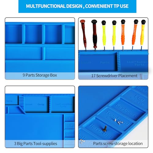 Kaisi Large Soldering Mat Heat Resistant,Silicone work mat,solder mats - color: Blue Soldering Mat