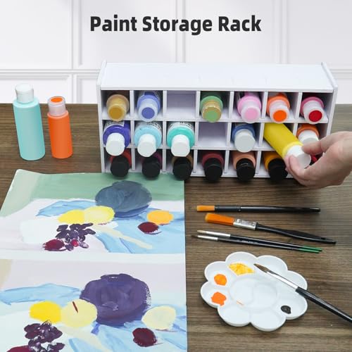 SANFURNEY Paint Storage Tray, 21 Compartment Arts and Crafts Supply Rack