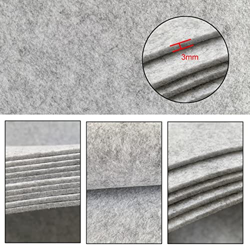 Felt Fabric 11.8 x 98.4 inch Craft Felt Fabric Roll Light Grey - color: Light Grey