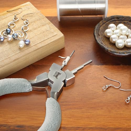 The Beadsmith Micro Wire Looping Pliers – Create 6 Sizes (Ranging 1-4mm) of Loops & Jump Rings, 6" long (150mm), Polished Steel Head & Cushioned Comfort Handle - size: 1-4mm Micro Wire Looping Pliers