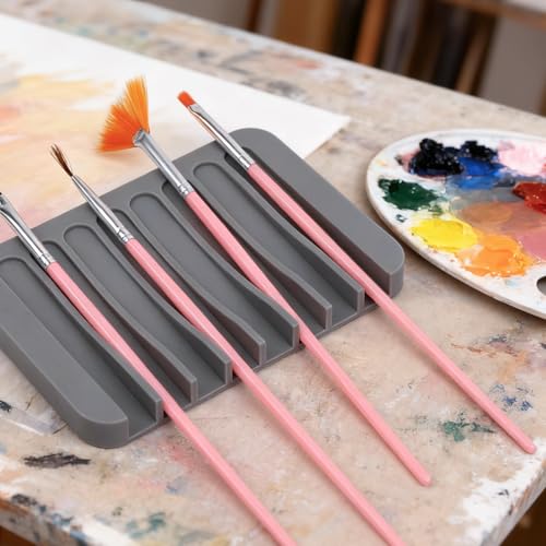 2pcs Paint Brush Holder, Silicone Washable Paintbrush Organizer Stand