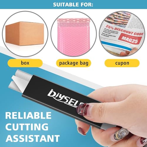 DIYSELF 48 Pack Box Cutter Retractable, Utility Knife with Locking Blade - color: Black, size: 48-Pack