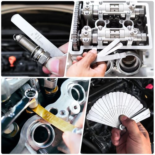 HARFINGTON 6pcs Metric Thickness Feeler Gauge 0.04mm Single Blade Oval Feeler Gauge 304 Stainless Steel Gap Measuring Tool for Repair Valve Guitar Spark Plug - size: 0.04mm