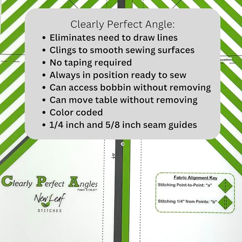 Clearly Perfect Angles Template by New Leaf Stitches – Color Coded Fabric Alignment Guide for Sewing 45 Degree Angles