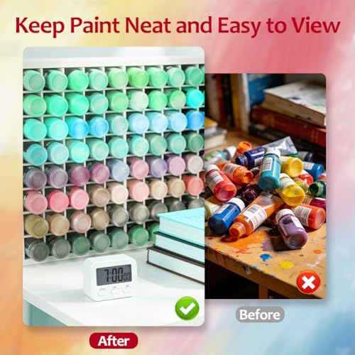 64 Grids Paint Organizer, Wall Mountable Craft Paint Storage Rack - color: 80 Grids