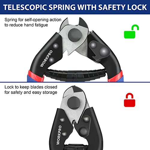 WORKPRO Cable Cutter, 7-1/2 Inch Heavy Duty Wire Rope Cutter
