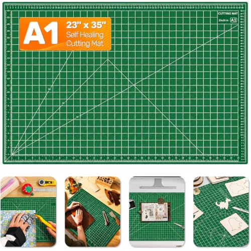 Large Self Healing Cutting Mat 23" x 35", Double-Sided, A1, Green - size: 35"L x 23"W