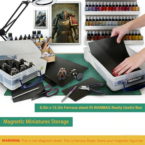 2 Pack, Adhesive Metal Sheets-8.5” x 12.3”, Ferrous Sheet for Magnets Receptive, 30 Mil Thin Flexible Rubber Steel Mat for Crafts, Magnetic Miniatures Organization – Fits Standard US Really Useful Box - color: Black, size: 8.5"x12.3"
