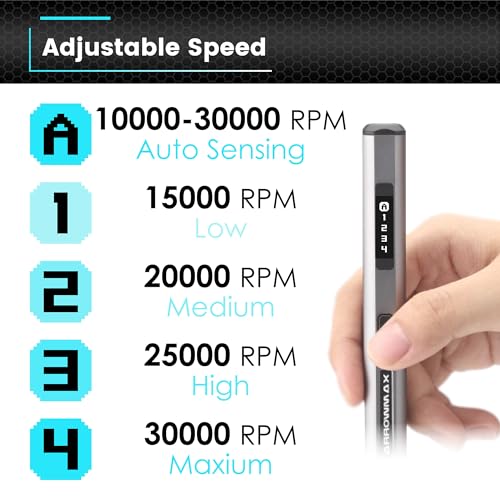 AM ARROWMAX Smart Engraving Pen, HollowCup Motor, 42 Bits with Aluminum Case, OLED, Magnetic Charge, Mini Electric Engraving Tool for Metal, Wood, Glass and Plastic (SGS PRO) - color: Grey, size: SGS PRO