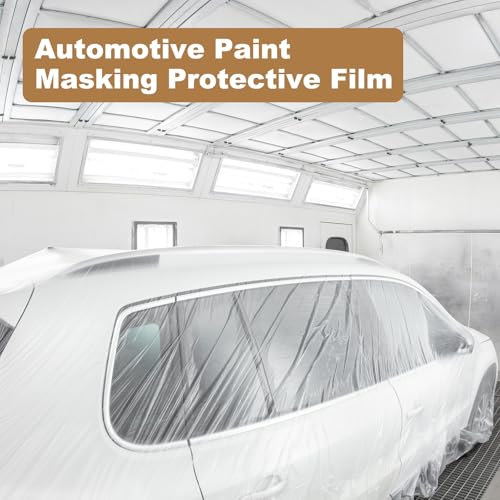 HARFINGTON 3pcs Pre-Taped Masking Film 43.3" x65ft w Plastic Sheeting,Clear - size: 43.3"x65ft