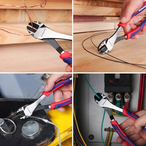 WORKPRO 8 Inch High Leverage Diagonal Pliers, Cr-V Steel & Anti-Slip Handle