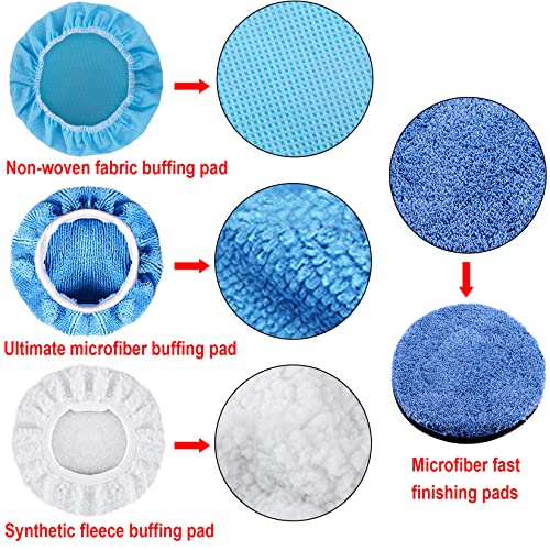 SIQUK 17 Pieces 3 Inch Buffing Pads Foam Polishing Pad Wax Buffer Polish Pads Bonnets Car Polishing Buffing Pad Buffer Attachment for Drill - size: 3 Inch