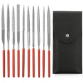 11 Pcs Mini Diamond Needle File Set Small Metal Riffler Files Jewelers File Precision Hand Tools with Leather Case for Glass Wood Stone Jewelry Plastic Carving Round Triangular Square Flat Shape