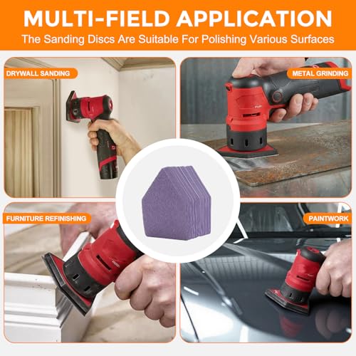 POLIWELL Triangle Sanding Sheets 100PCS 3.5x2.5in Ceramic Alumina - size: MIX