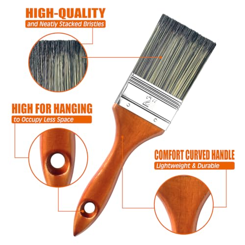 Great Andrew Paint Brushes 2 Inch, Wood Handle, 6 Pack - size: 6 PCS, 2-Inch