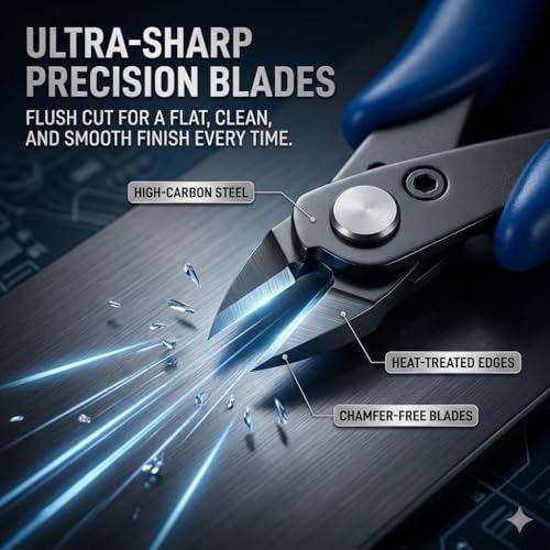 Flush Cut Wire Cutters, Precision Side Cutters for Electronics, 3D Printing, Model Building, Crafting, Jewelry Making - size: 1 Pack