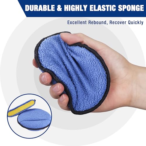 WORKPRO 12-Pack Car Wax Applicator Pads with Finger Pocket, Microfiber Pad