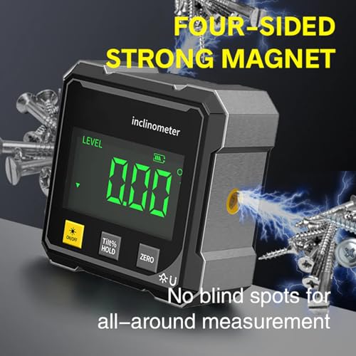 Digital Angle Finder with Electronic Laser & 4-Side Magnetic Base - Electronic Inclinometer, LED Display Cube Inclinometer, Table Saw Miter Protractor, Woodworking Measuring Tool, Level Box