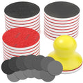 BURMONG 32PCS Sanding Sponge Set，3 Inch Hook & Loop Sanding Sponge Discs Kit, 180–3000 Grit Wet Dry Sanding Pads with 3" Hand Sanding Block for Wood, Metal, Headlight & Curved Surface Polishing