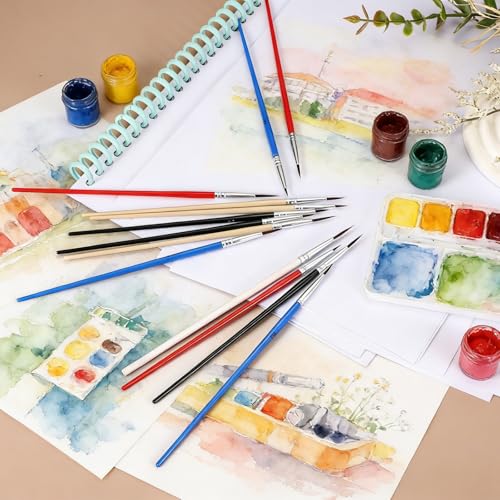 MECCANIXITY 30Pcs Fine Pointed Miniature Paint Brushes(Blue #0) - color: Blue, size: #0