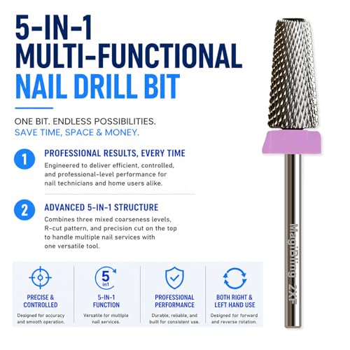 2XF 5-in-1 Large Barrel Nail Drill Bit, 3/32”, Two-way Rotation - color: Original silver, size: Double Fine