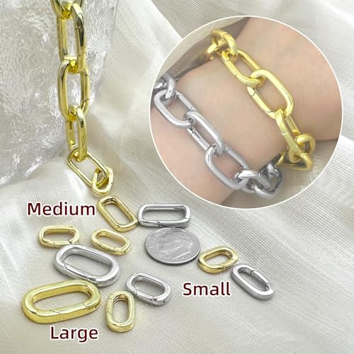 MKCYD 10Pcs Oval Clasp Tiny Carabiner Necklace Clasps and Closures - color: Silver, size: Large (0.90 × 0.50 × 0.12 in)