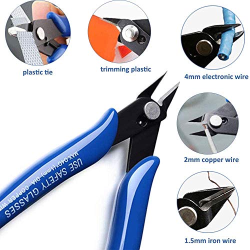 Flush Wire Cutter, 5PACK Blue Diagonal Cutting Pliers Side Cutter Nippers Micro Wire Cutter Wire Clippers Wire Snips (5inch size) - size: 5 inch flush, 5 count