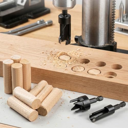Baorder 8 Pack Black Wood Plug Cutter Drill Bit Set with 1/4 Hex Shank - color: Black
