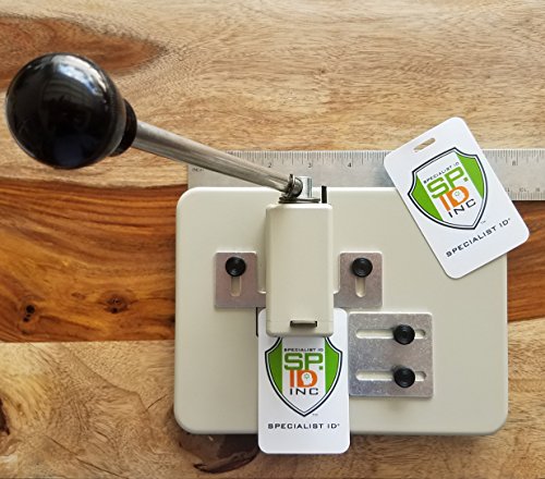 Heavy Duty Table Top Slot Punch for ID Card Badges with Precision Adjustable Top & Side Slide Guides - Badge Hole Puncher for Standard Horizontal & Vertical I'd Cards by Specialist ID