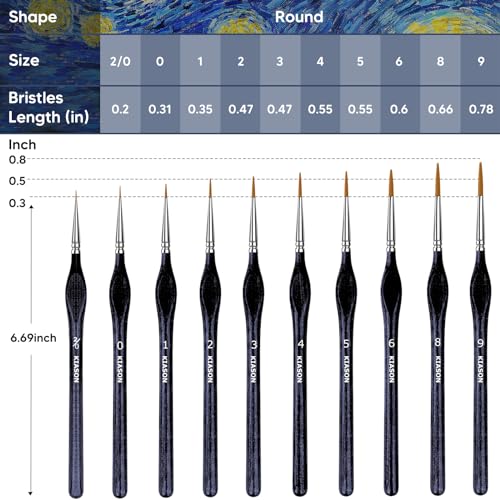 10Pcs Miniature Detail Paint Brushes Triangular Wood Handle Set - color: Black, size: 10