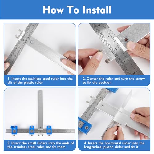 Metal Cabinet Hardware Jig, Punch Locator Drill Guide,Wood Drilling Dowelling Guide for Installation of Handles Knobs on Doors and Drawer, Cabinet Template Tool for Handles and Pulls