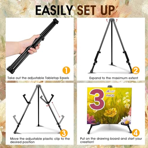 AROIC 3 Pack 14'' Tabletop Easels, Black Steel Table Top Easels for Display - style: 3P
