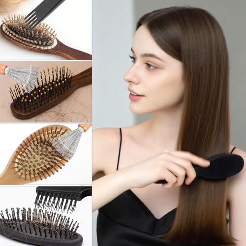 2 Pcs Hair Brush Cleaning Tool Mini Comb Cleaner Rake Metal Wires Hair Remover Tool for Home and Salon Use