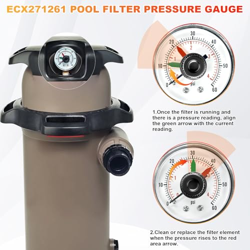 ECX271261 Pool Pressure Gauge with PTFE Sealant Tape - size: ECX271261