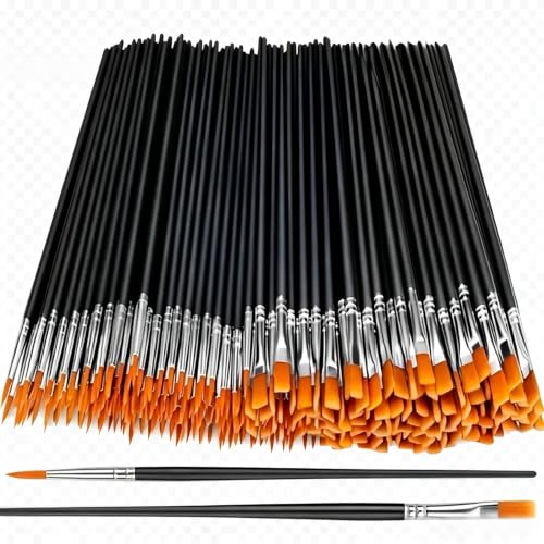 30PCS Detail Paint Brush Set, 15 Pointed & 15 Flat Nylon Brushes for Watercolor, Acrylic & Oil Painting, Miniature, Model, Nail Art & DIY Craft (Black 30pcs) - color: Black 30pcs