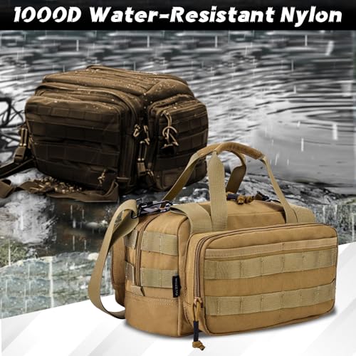 MOZETO 12 inch Tool Bag, Water-Resistant Small Tactical Tool Bag, Durable Handle Tool Bags for Men with Shoulder Strap (Brown) - color: Brown