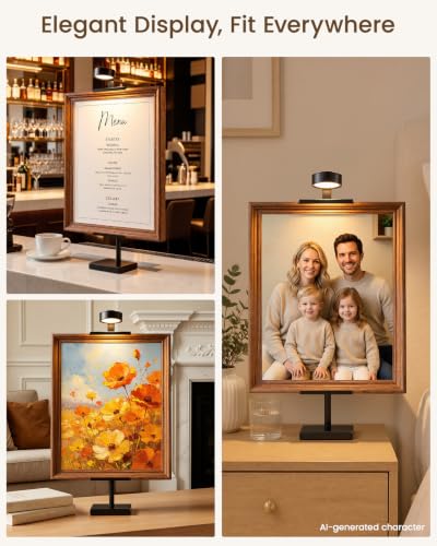 Adjustable Tabletop Easel Stand with Picture Frame Light, Black - color: Light Black