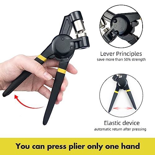 HAPDEN Grommet Tool Kit with Bag, 1/2 inch Handheld Eyelet Kit Manual Grommet Press Machine with 300 pcs 12 mm Grommets - size: 12mm Installation